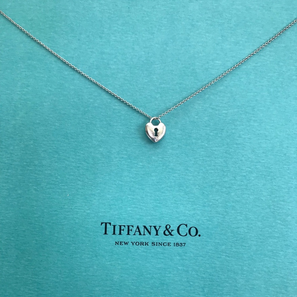 Retired Tiffany mini key hole love heart lock necklace